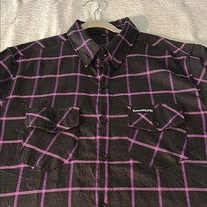 Purple and Black Checkered Men's Casual Shirt
